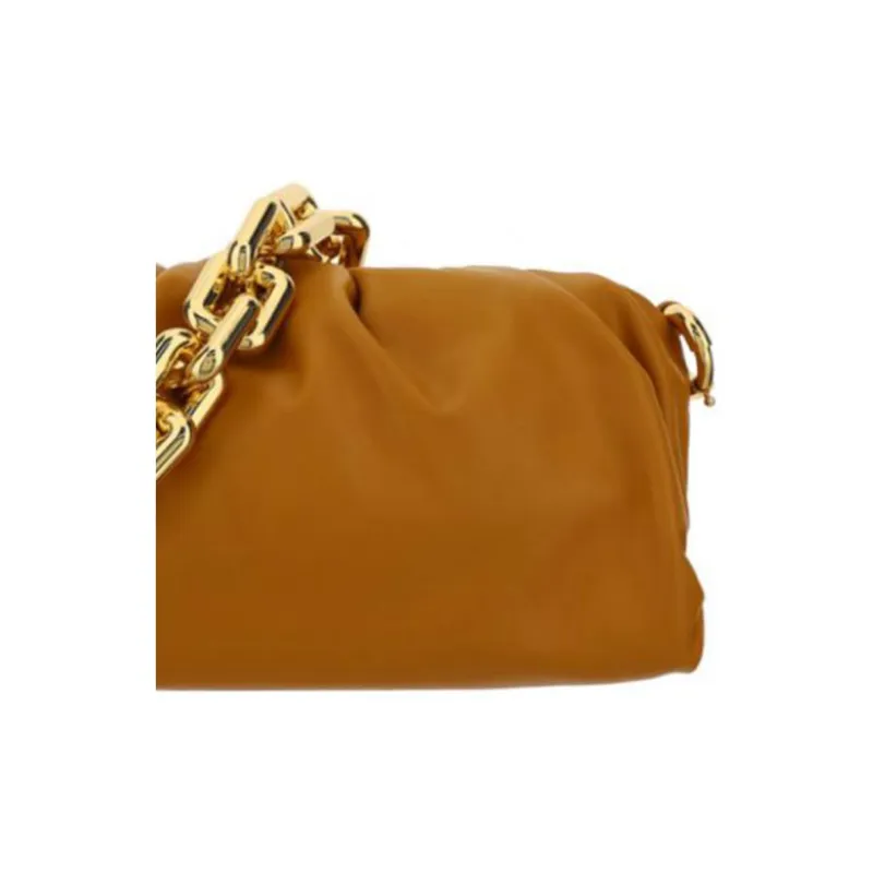 Bottega Veneta Soft Cow Leather Handheld Shoulder Bag Women's Gold Brown-4