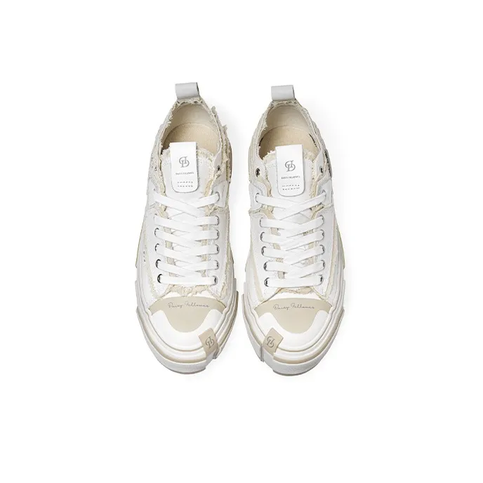 Daisy Fellowes Height Increasing Lightweight Low-Top Skateboard Shoes/Canvas Shoes Unisex White-4