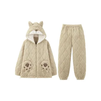 MIOJUER Pajama Set Winter Women's Khaki