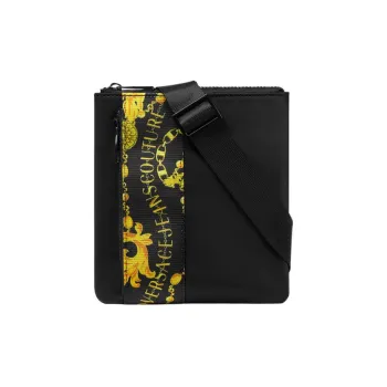VERSACE JEANS COUTURE Polyamide Small Square Bag Shoulder Bag, Crossbody Bag Men's Black & Gold