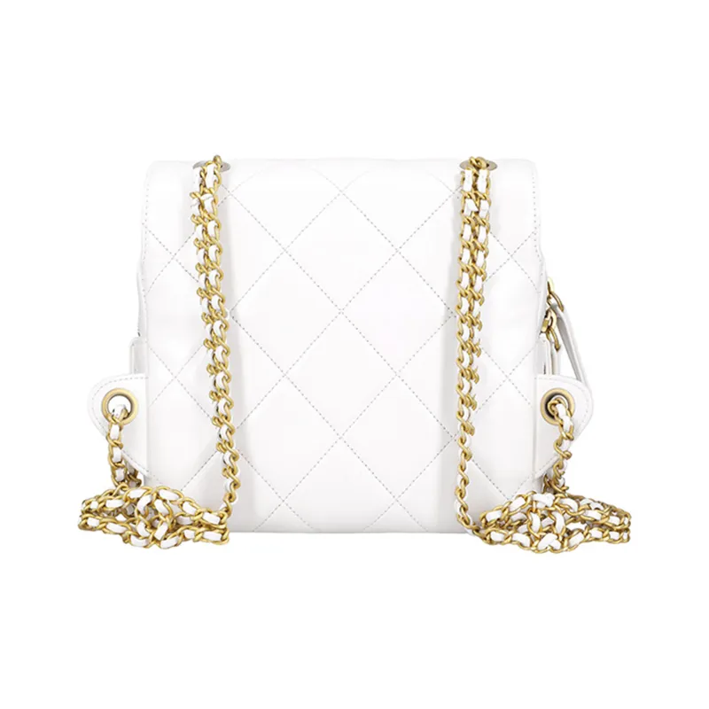 CHANEL 23P SS Sheepskin Backpack Women's White-3