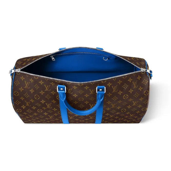 LOUIS VUITTON Keepall Travel Bags Blue & Brown-3