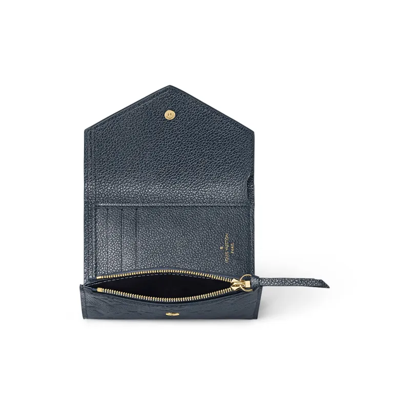 LOUIS VUITTON Victorine Empreinte Leather Victoria Wallet Regular Women's Marine Blue-3