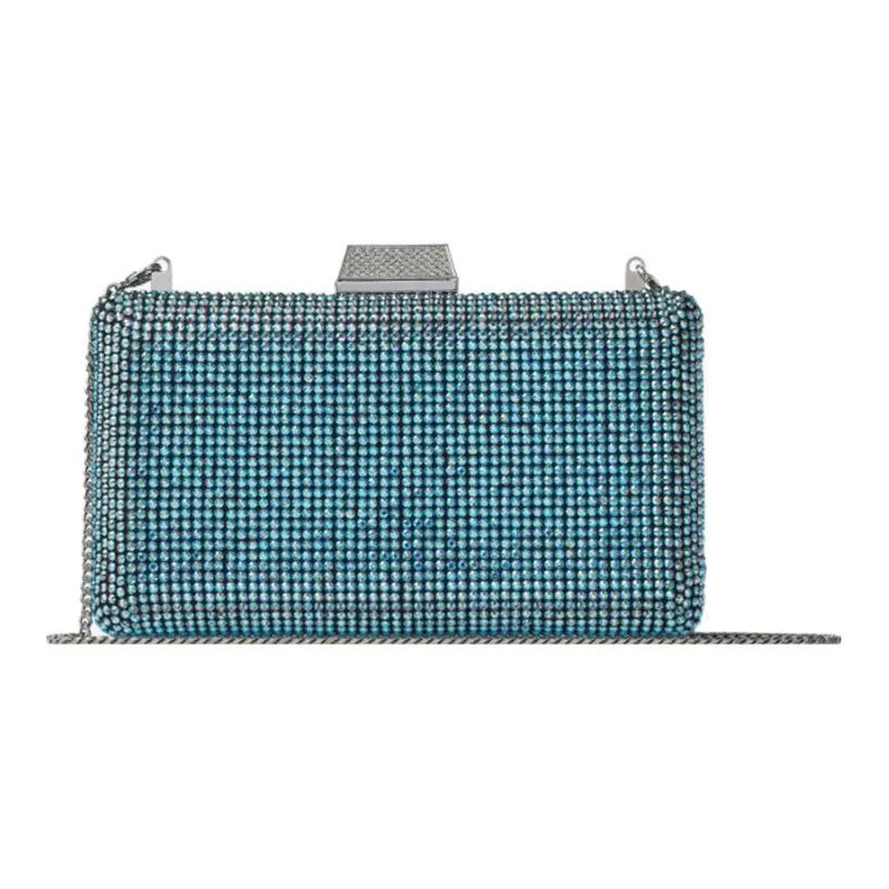 Jimmy Choo Clemmie Patchwork Suede One Shoulder Crossbody Clutches Women's Light Blue-1