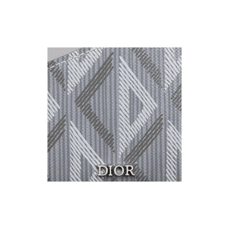 DIOR Canvas With Leather Detail Card Holder Regular Men's Dio Gray-3