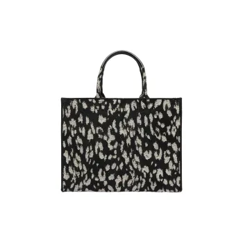 Furla Opportunity Jacquard Fabric Tote Bag Shopping Bag Handbag Large Size Women's Black
