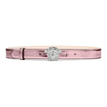VERSACE Medusa Smooth Buckle Leather Belts Women's Pink Width: 3cm