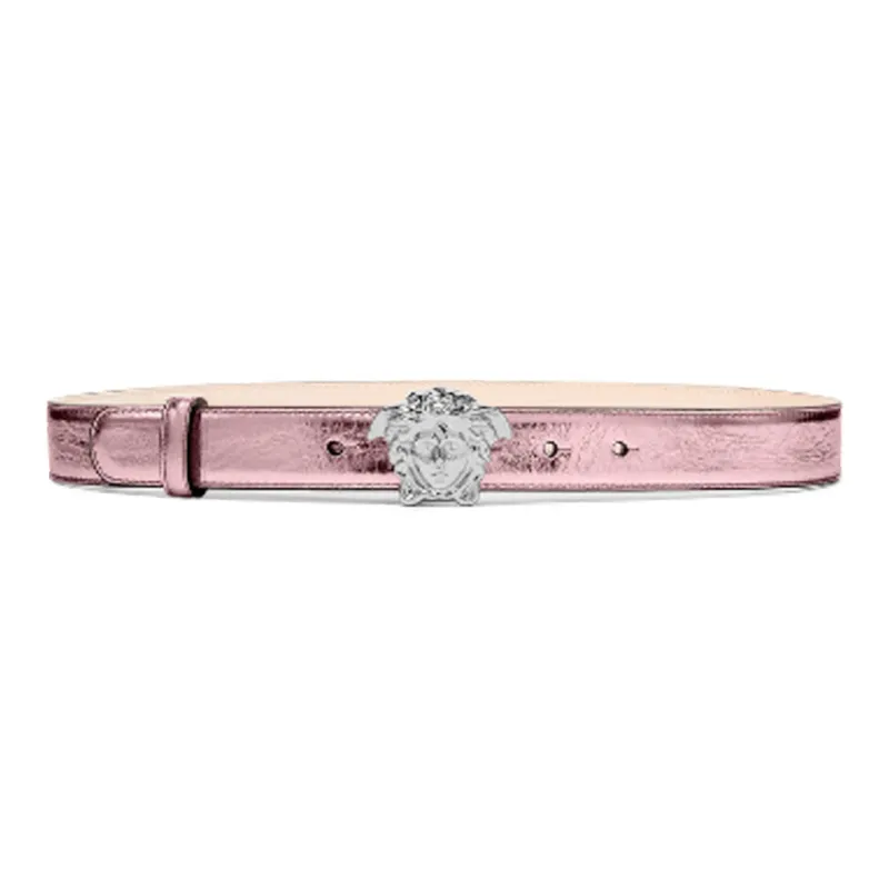 VERSACE Medusa Smooth Buckle Leather Belts Women's Pink Width: 3cm-0