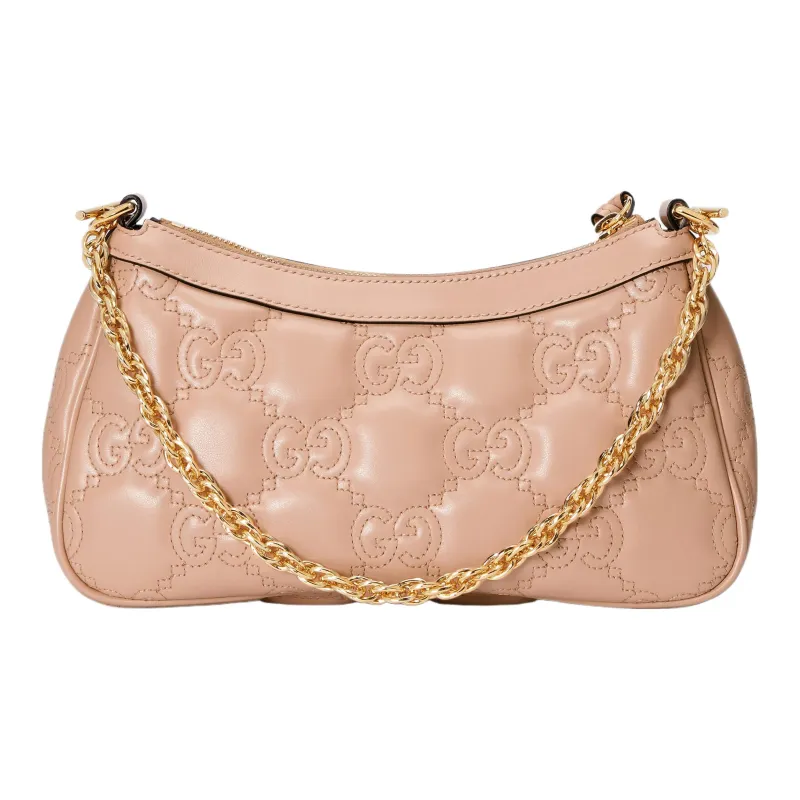 GUCCI GG Matelassé Leather Pochette, Shoulder Bag, Handbag, Shoulder Bag Women's Rose Beige-4