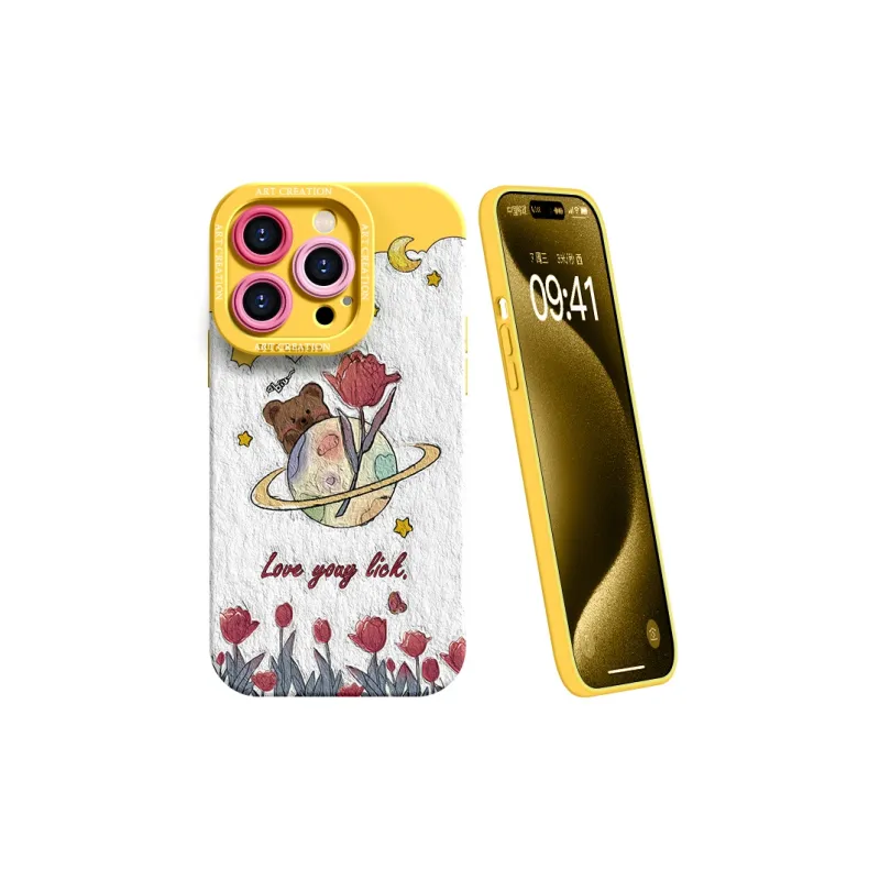 Lingtao Cute Style Phone Cases Apple 15promax/iPhone14plus/13pro/12/11 Eye Planet Tulip-13