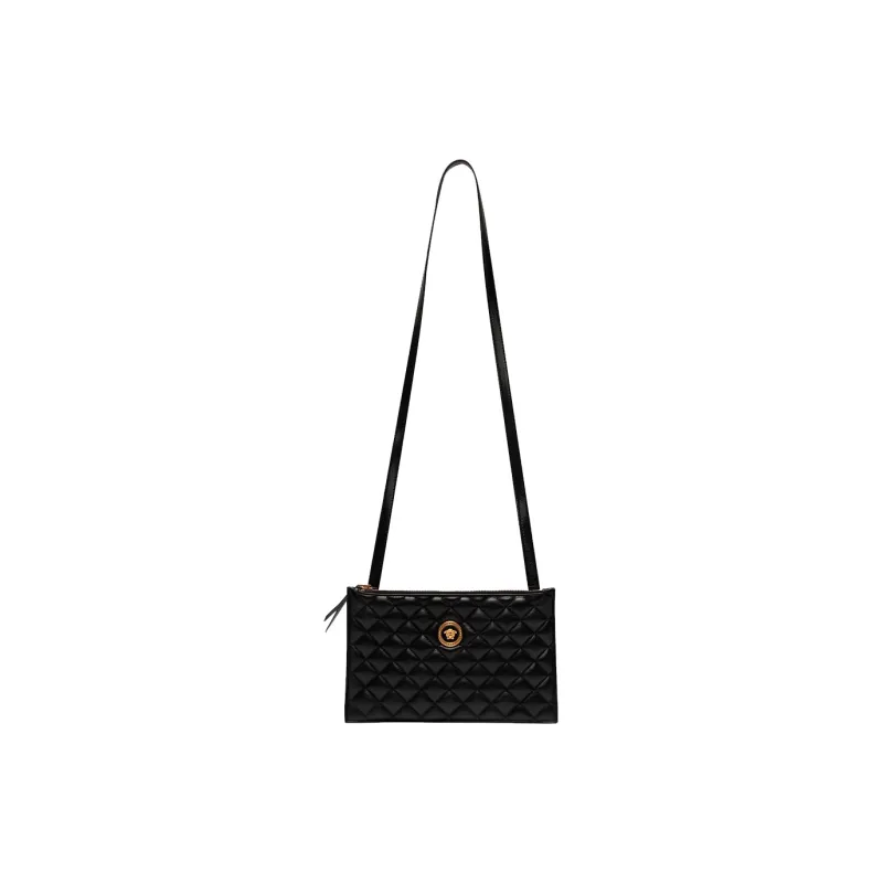 FANSIZHE Sheepskin Clutches Shoulder Bags Women's Black & Gold-4