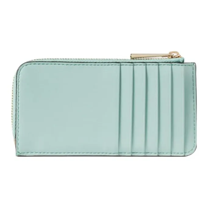 Jimmy Choo Calfskin Card Holder Regular Women's Taupe & Smoke Green & Light Gold-2