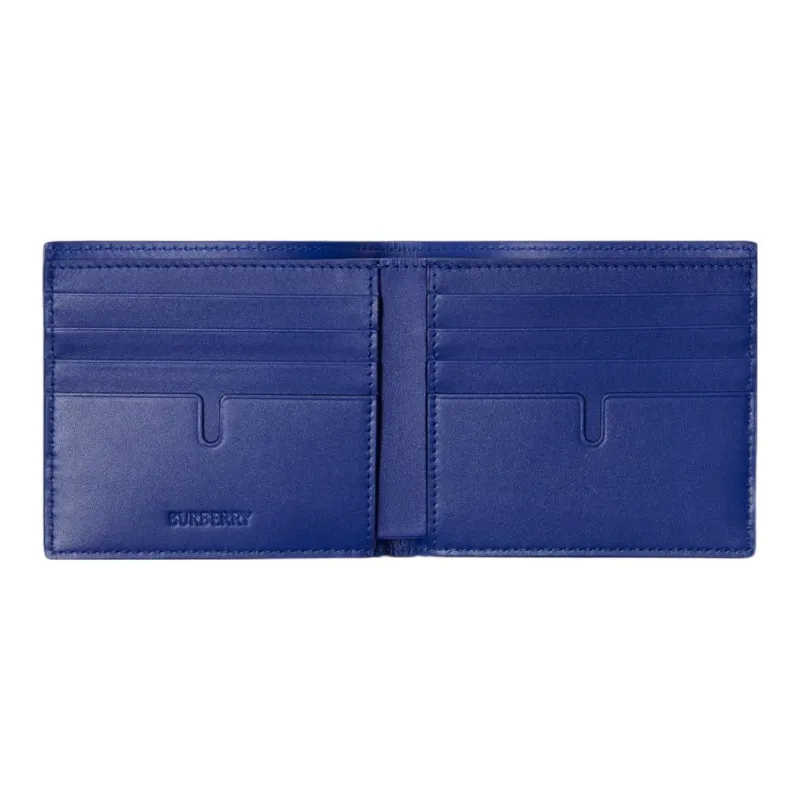 Burberry Smooth Calf Leather Coin Purses Wallets Men's Knight Blue-2