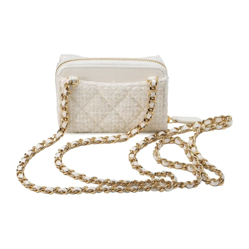 CHANEL Wool Shoulder Bag, Crossbody Bag Women's White-2