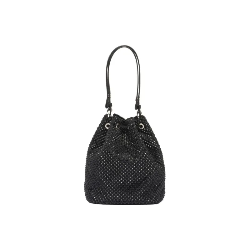 PRADA Fabric Bucket Bags Shoulder Bag Crossbody Bag Handbag Mini Women's Black-1