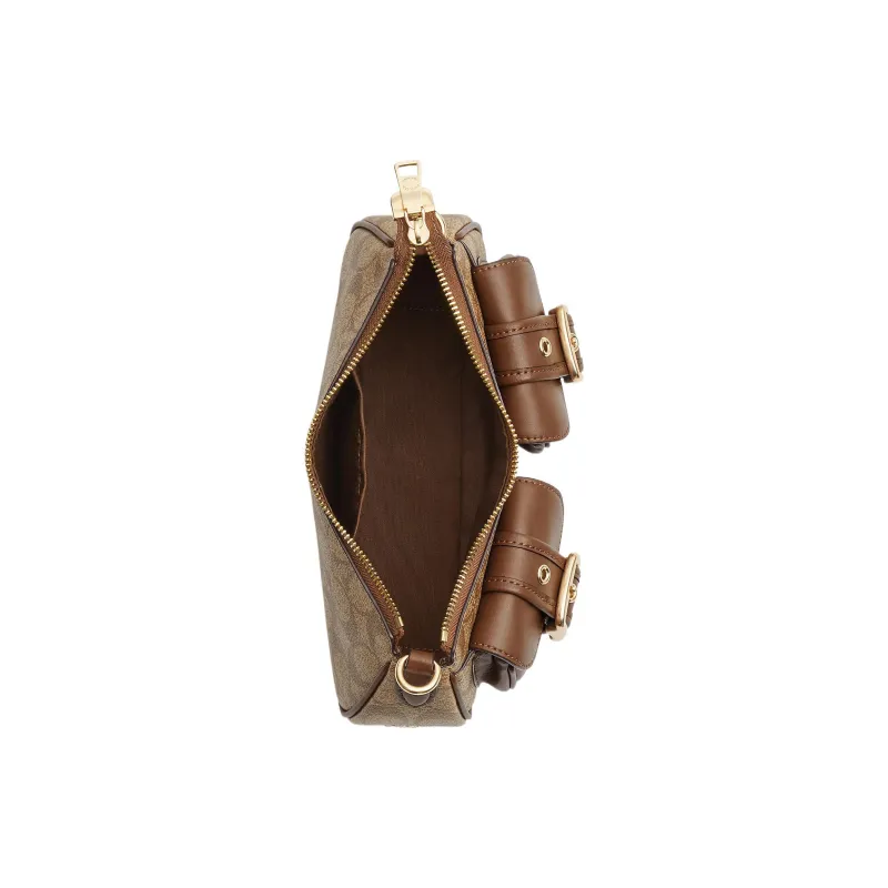 COACH Ashton Canvas With Leather Baguette Bag, Shoulder Bag, Crossbody Bag Medium Size Women's Umber-1
