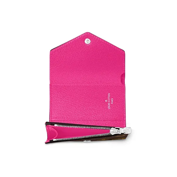 LOUIS VUITTON Canvas With Leather Wallet Regular Women's Brown & Pink-3