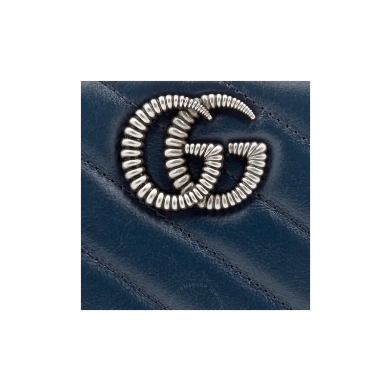 GUCCI GG Marmont Leather Wallet Women's Blue-5