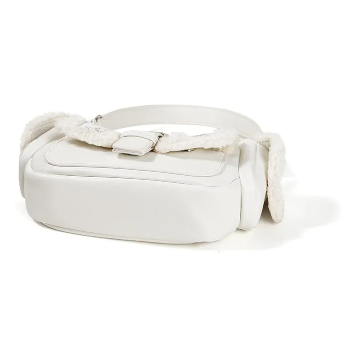 Sound For Life Wool Blended With Synthetic Leather Shoulder Bag Small Size Women's Brown/White-12