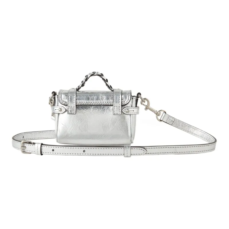 Mulberry Leather Shoulder Bag Crossbody Bag Handbag Extra Mini Women's Silver-2