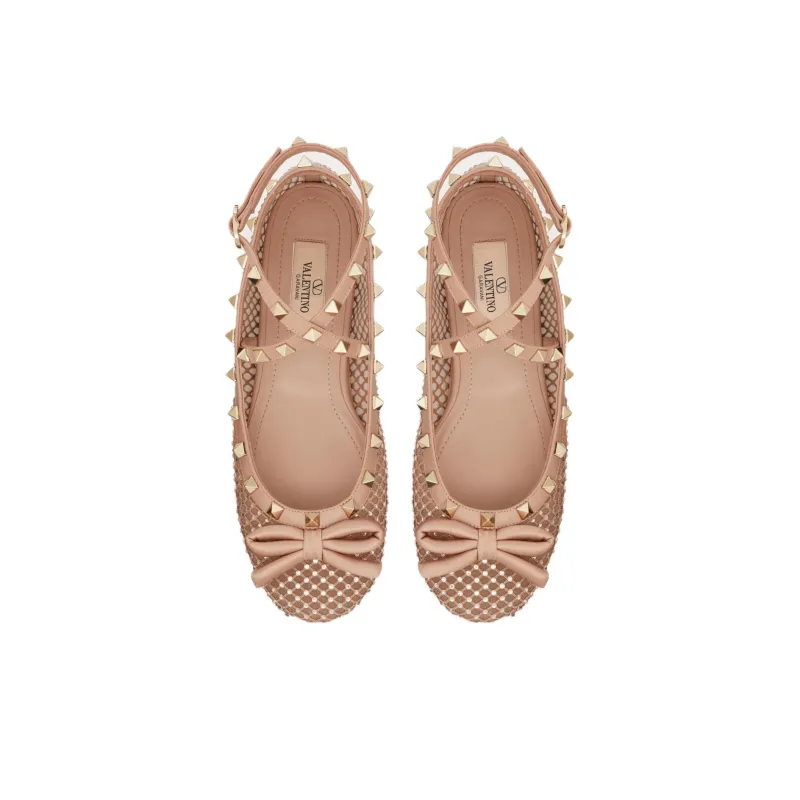 Valentino Garavani Rockstud Round Toe Ballerina Shoes Women's-3