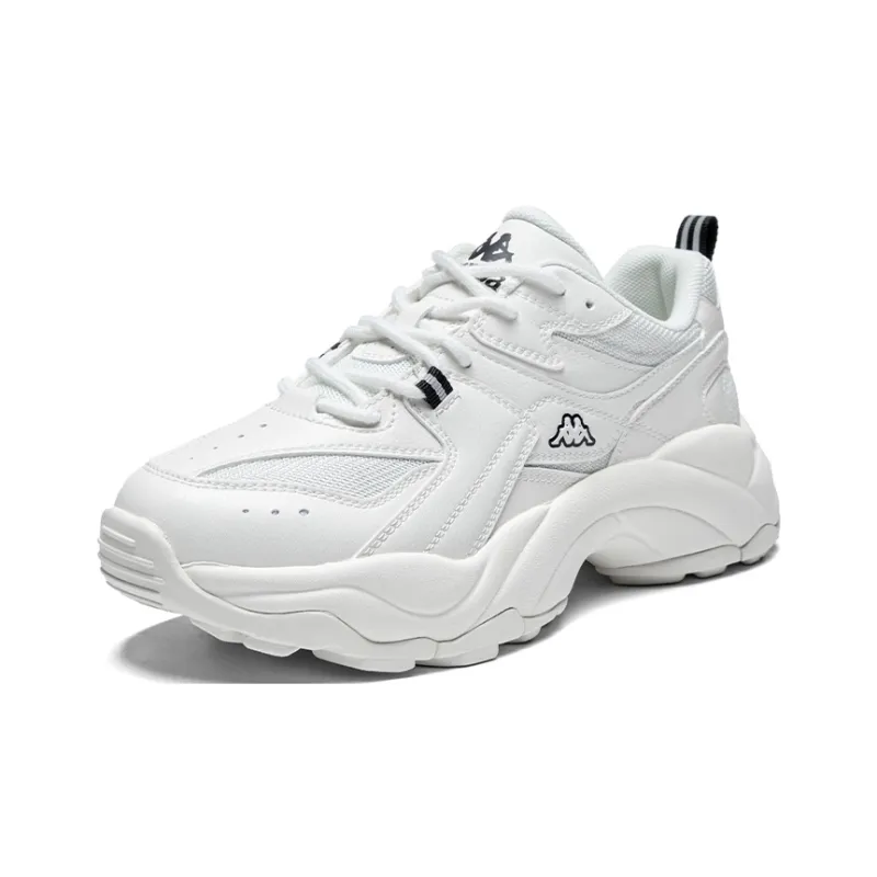 Kappa Back to Back Anti Slip Wear Resistant Low Top Chunky Sneakers Unisex White Black-2