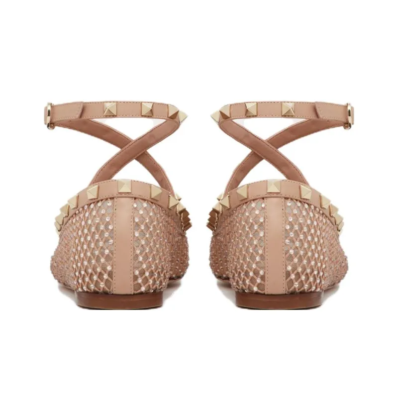 Valentino Garavani Rockstud Round Toe Ballerina Shoes Women's-4