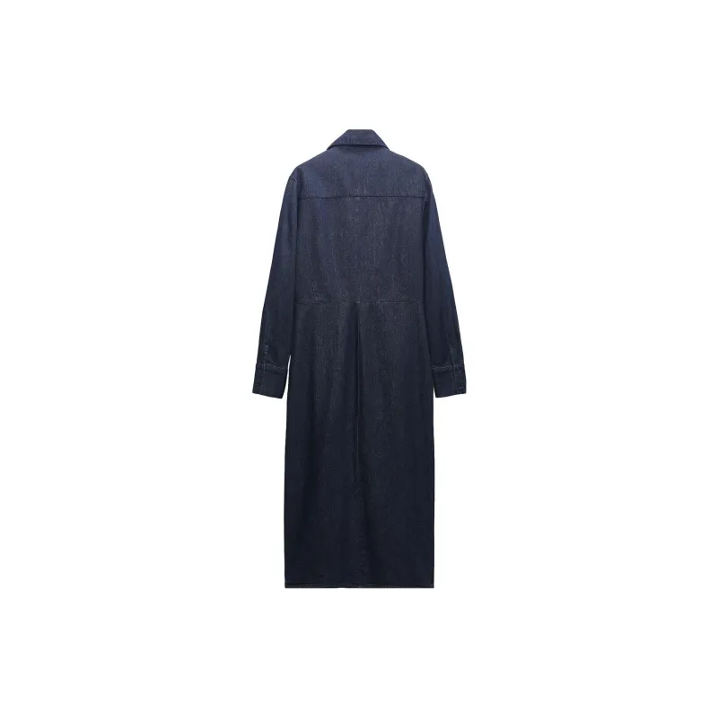 ZARA Long Sleeved Dresses Women's Blue-1
