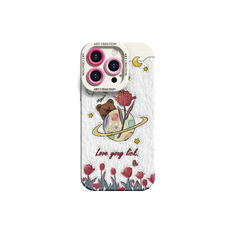 Lingtao Cute Style Phone Cases Apple 15promax/iPhone14plus/13pro/12/11 Eye Planet Tulip-4