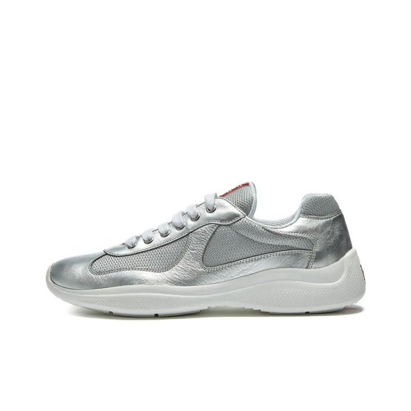 PRADA America's Cup Anti-Slip Wear-Resistant Low-Top Casual Shoes Men's Silver-0