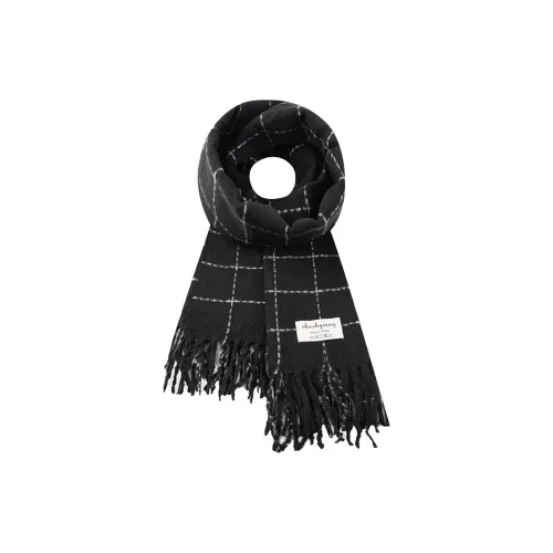 ALIEN BANG Faux Cashmere Knit Scarves Unisex Black & White Color Scheme