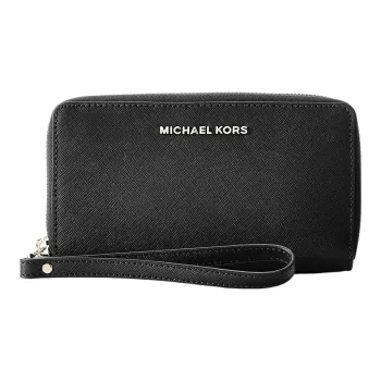 MICHAEL KORS Jet Set Travel Litchi Grain Leather Wallets Clutches Regular Women's Black