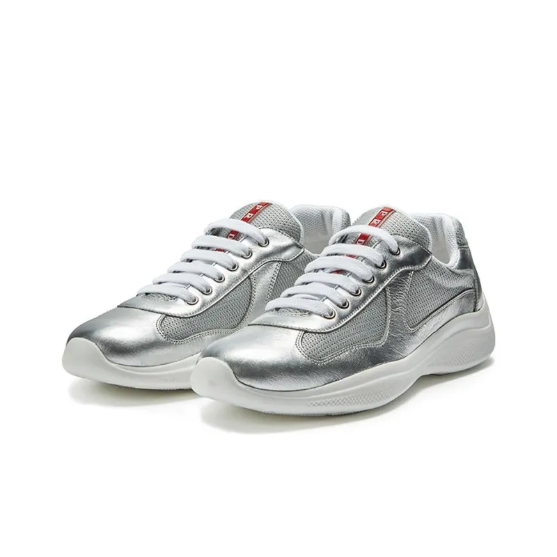 PRADA America's Cup Anti-Slip Wear-Resistant Low-Top Casual Shoes Men's Silver-2