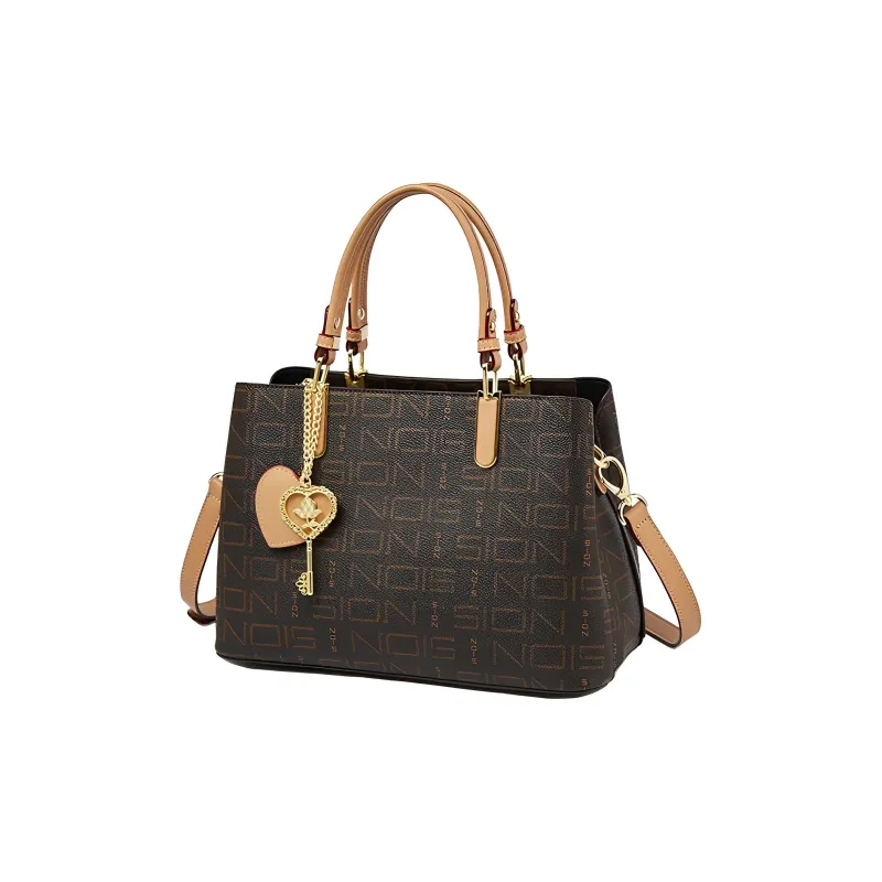 FOXER PVCPU Tote Bag, Shopping Bag, One Shoulder Crossbody Bag, Handbag Regular Women's Coffee-3