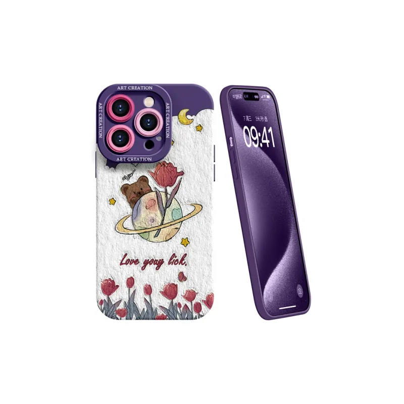 Lingtao Cute Style Phone Cases Apple 15promax/iPhone14plus/13pro/12/11 Eye Planet Tulip-9