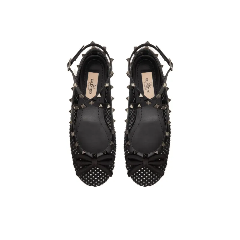 Valentino Garavani Rockstud Rhinestone-embellished Ballerina Shoes-3