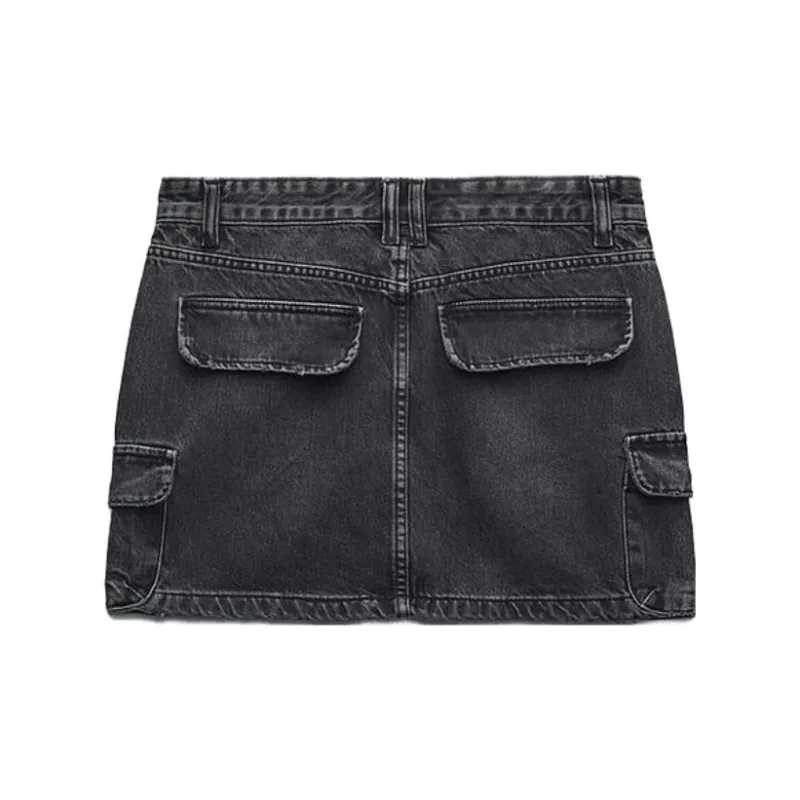 ZARA Denim Short Skirts Women's Dark Gray-1