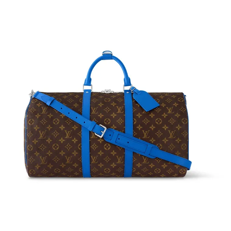 LOUIS VUITTON Keepall Travel Bags Blue & Brown-0