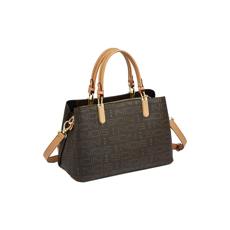 FOXER PVCPU Tote Bag, Shopping Bag, One Shoulder Crossbody Bag, Handbag Regular Women's Coffee-2