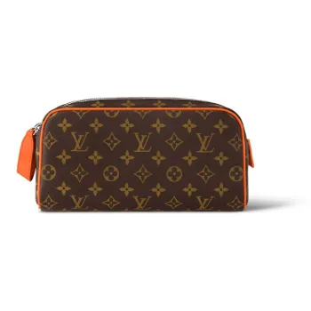 LOUIS VUITTON Dopp Kit Coated Canvas With Leather Trim Toiletry Bag Regular Men's Brown & Orange