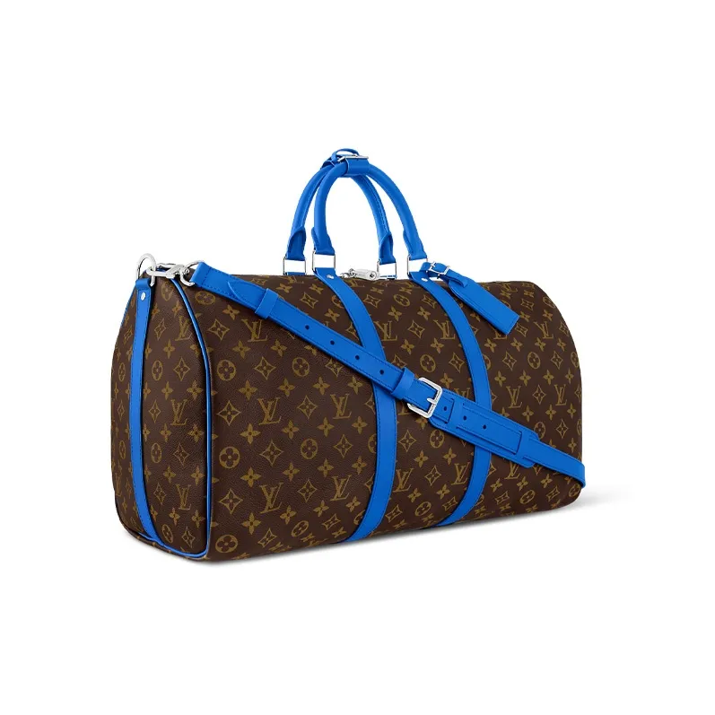 LOUIS VUITTON Keepall Travel Bags Blue & Brown-1
