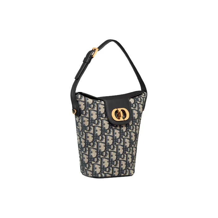 DIOR 30 Montaigne Cow Leather Bucket Bag Handbag Shoulder Bag Women's Blue-2