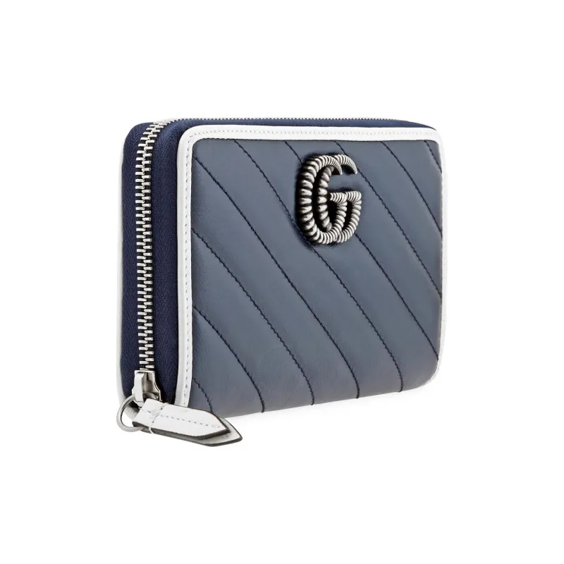 GUCCI GG Marmont Leather Wallet Women's Blue-2