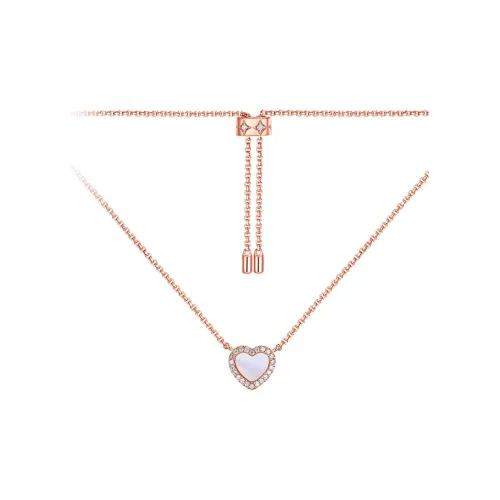 apm monaco Pink Nacre Heart Adjustable Necklace