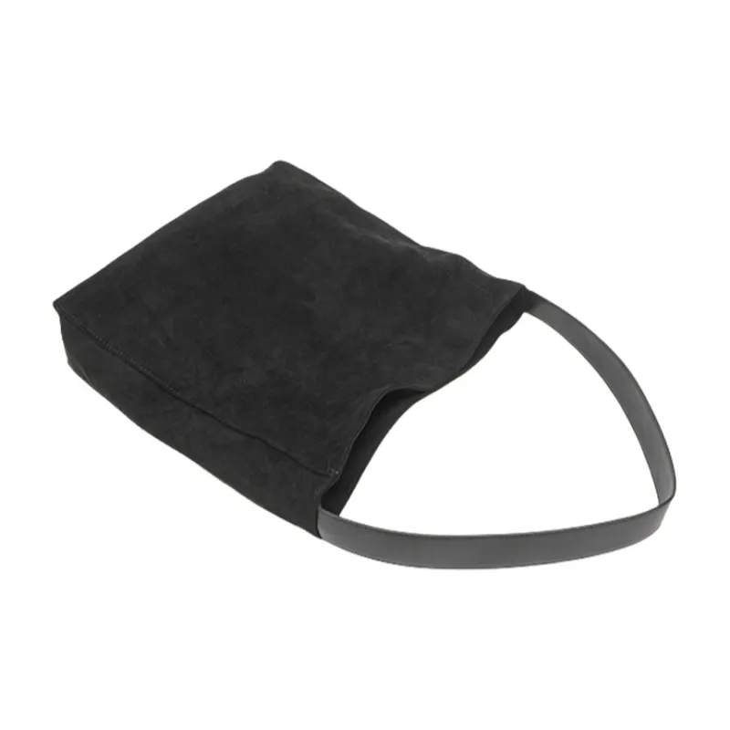 NOMK PU With Suede Tote Shoulder Bag Medium Size Women's Black/Olive/Brown-2