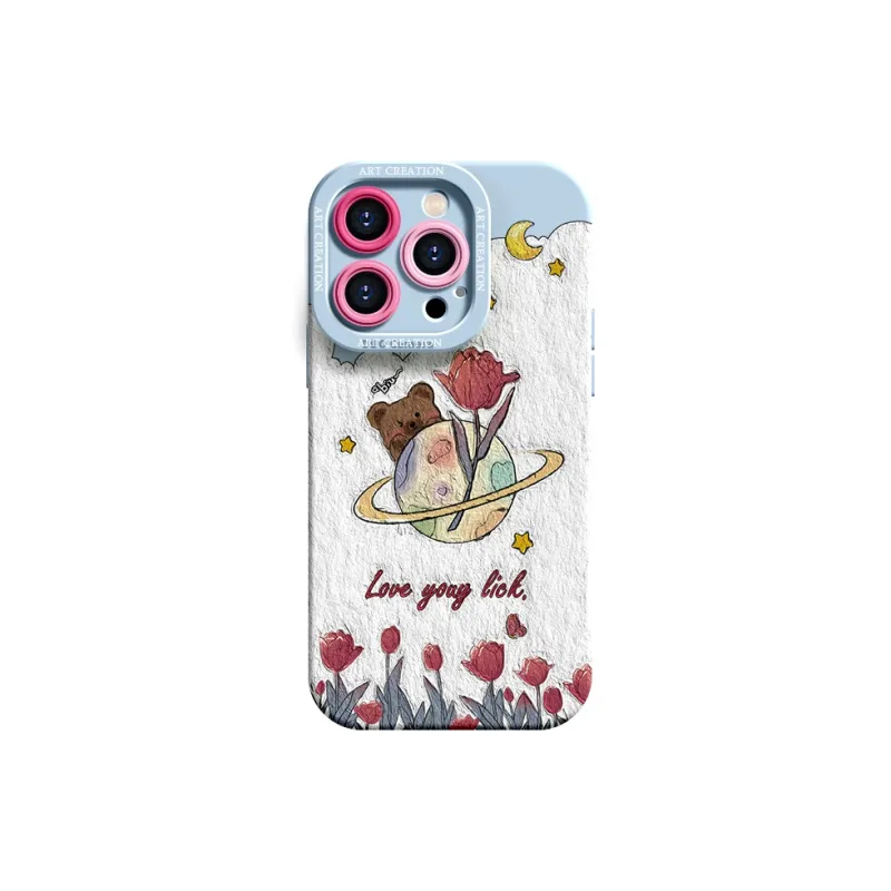 Lingtao Cute Style Phone Cases Apple 15promax/iPhone14plus/13pro/12/11 Eye Planet Tulip-14
