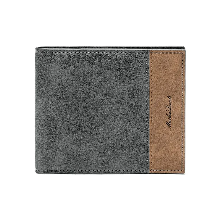 MashaLanti Synthetic Leather Coin Purse Card Holder Wallet Regular Men's Gray With Coffee/Coffee With Gray-1