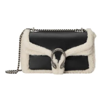 GUCCI Dionysus Smooth Finish Leather Patchwork Shearling Crossbody Bag, Shoulder Bag Women's