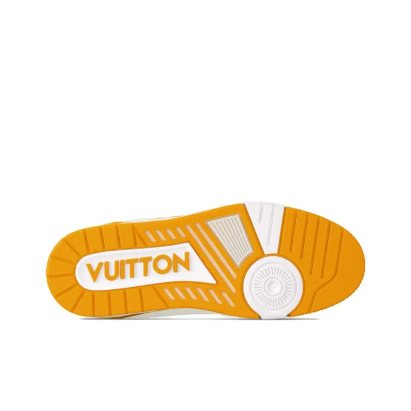 LOUIS VUITTON Trainer Low Top Skateboard Shoes Women's Yellow White-4