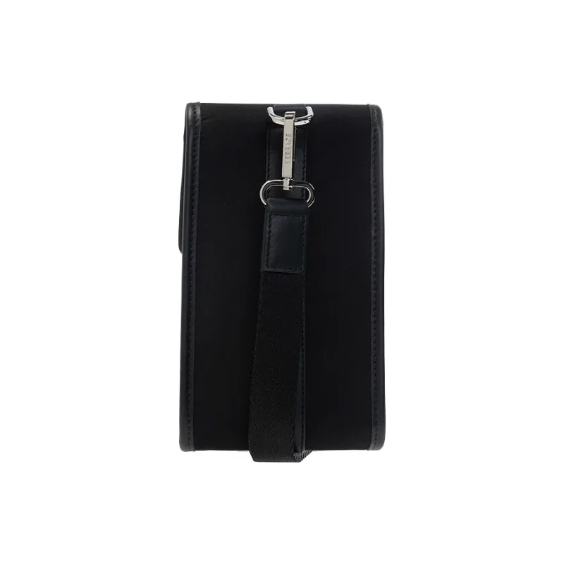 VERSACE Cow Leather Crossbody Bag With Cell Phone Pouch Unisex Black-3
